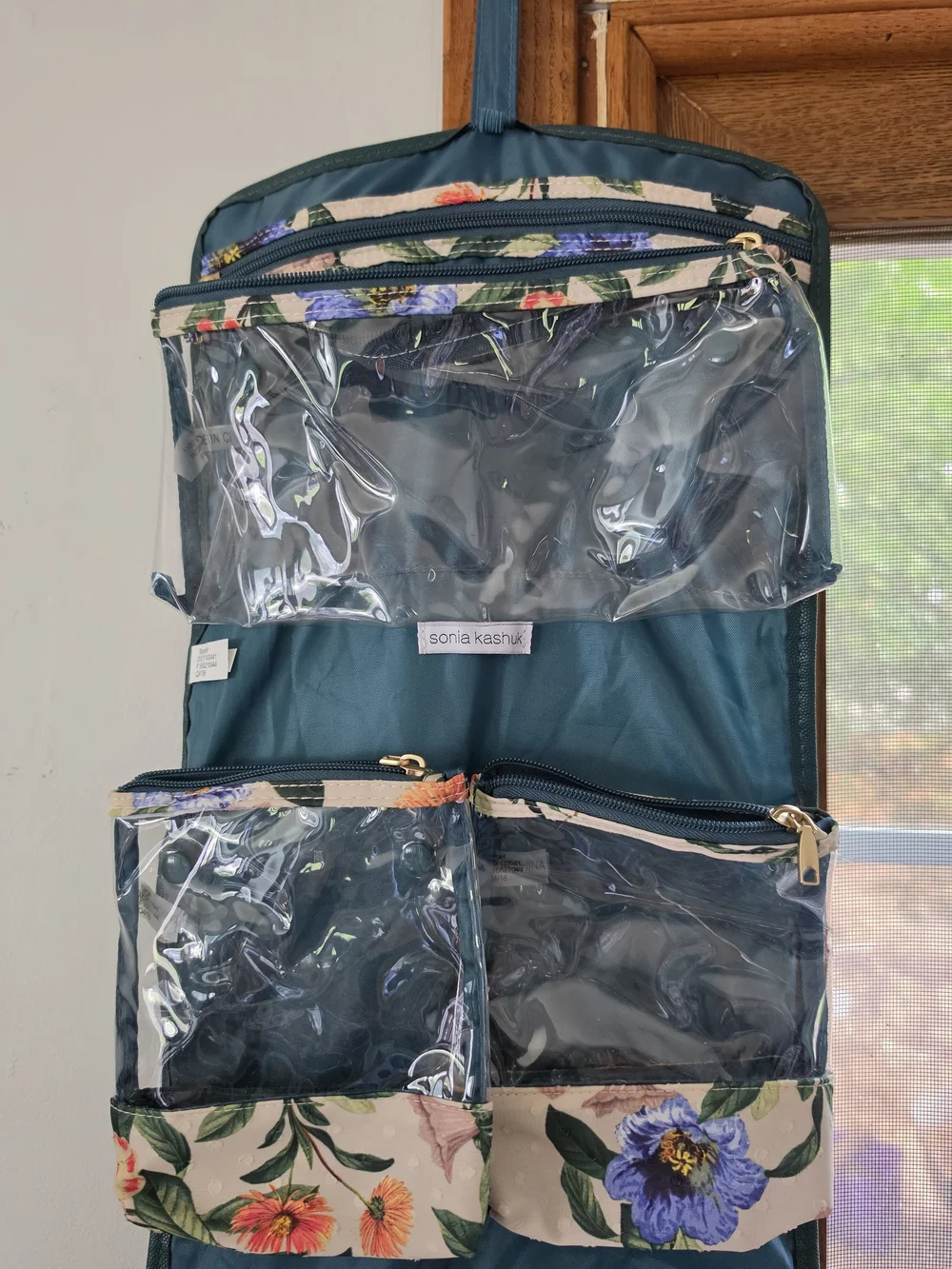 Sonia Kashuk Teal Floral Hanging Organizer